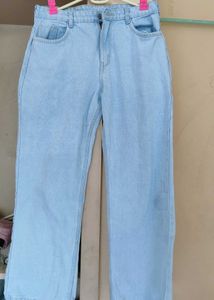 Light Blue Straight Fit Jeans For Women