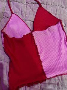 Pink Patchwork Halter Top