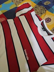 Red Striped Long Sleeve Popcorn T Shirt