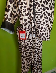 Animal Print Cord Set With Silk Jacket/New Wth Tag