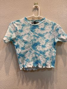Blue Tie-Dye Crop Top
