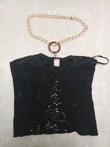 Black Lace Chain Top