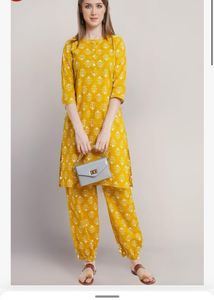 Yellow Printed Kurta Set