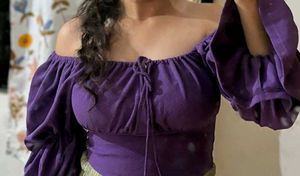 Purple Off-Shoulder Peasant Top