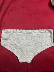 Gray Lace Trim Briefs