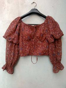New With Tag Korean Floral Print Long Sleeve Top