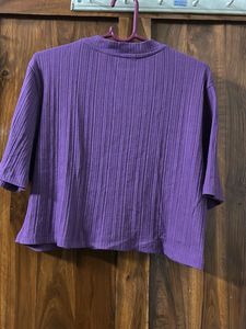Purple Ribbed Cropped Top