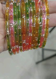 Red &amp; Gold Beaded Bangles