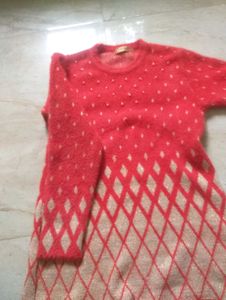 Red & Gold Diamond Knit Sweater