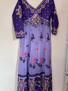 Beautiful purple A line kurti with side cuts