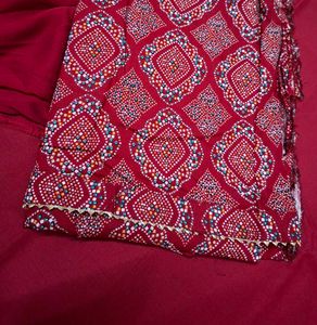 Red Bandhani Salwar Kameez Material