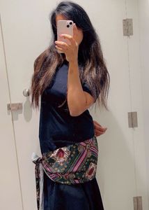 Chic Black Dress with Scarf Detail