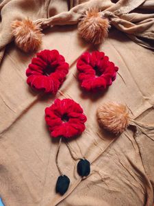 Red Velvet Scrunchies Set (3)