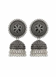 Oxidized Silver Jhumka Earrings