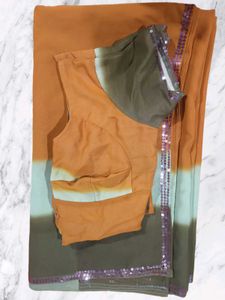 saree with stitched blouse