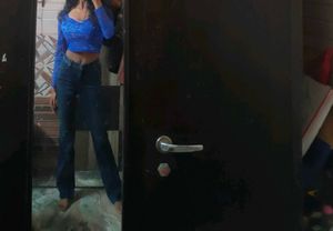 Blue Lace Blouse Top