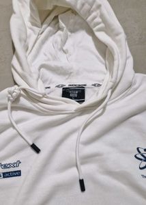 White Graphic Print Hoodie