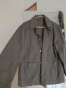 H&amp;M Mens Collection | Khakhi Green Canvas Shacket
