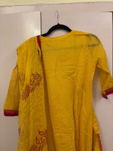 Yellow Printed Kurta Set
