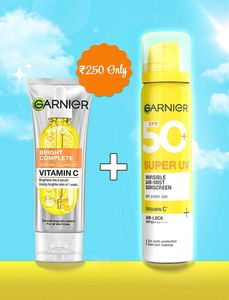 GARNIER SUNSCREEN &amp; FACEWASH COMBO (SERUM BONUS)