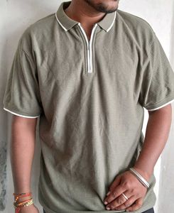 Men’s Olive Zipper Polo TShirt– Premium Collection
