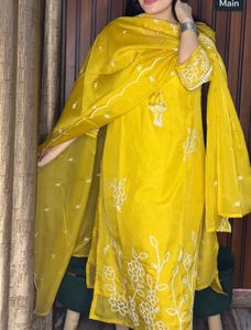 premium organza embroidered suit set