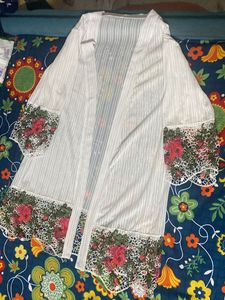 Floral Embroidered Sheer Cardigan Nightwear