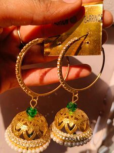 Green And Golden Earrings.