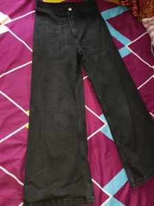 Wide Leg Black Denim Jeans
