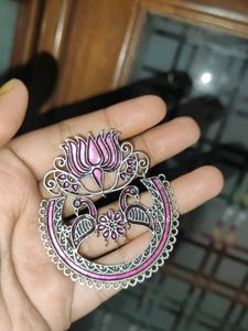 Pink Lotus &amp; Peacock Earrings
