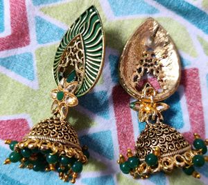 Green Jhumkas