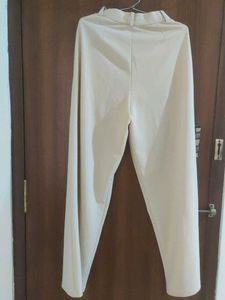 Beige Wide Leg Trousers