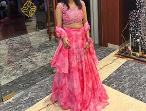 Baby Pink Organza Lehenga