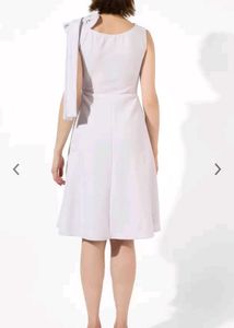 Elegant Grey Midi Dress with Bow Detail