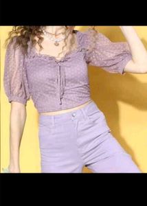 Athena Lavender puff sleeve corset Top