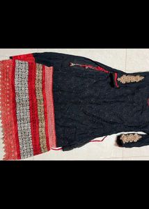 Heavy Work Kurta Black Colour