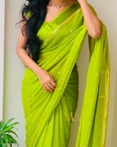Lime Green Saree