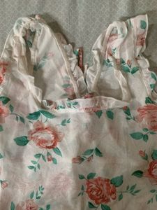 Floral Lace-Up Off-Shoulder Top