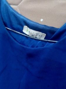 Blue Top with Houndstooth Skirt