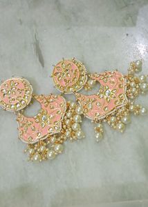 Peach Kundan Jhale( Earrings)