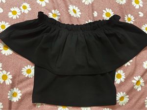 Off Shoulder Black Crop Top