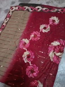 Bollywood Georgette Sequence Embroidery Work Saree