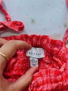Red Gingham Smocked Crop Top