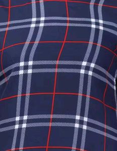 Blue Plaid 3/4 Sleeve Top