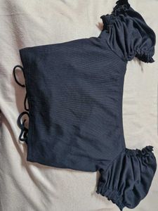 Sweetheart Neck Black Crop Top