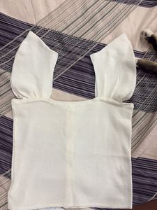 Cute White Ruffle Top - With Tag, Never Wore