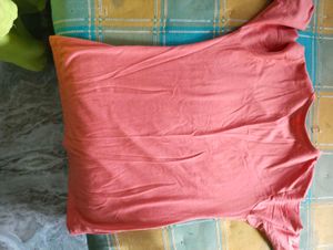 Girls Full T-shirt in Coral Colour