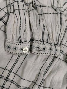 Plaid Embroidered Top