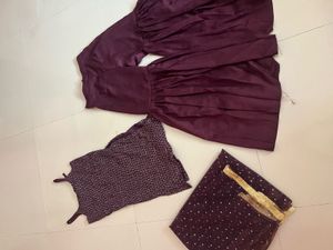 Maroon Sequin Sharara Suit Set