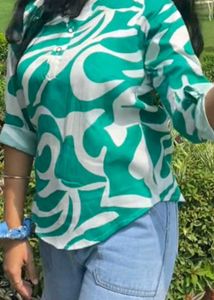 Green Print Aesthetic Shirt